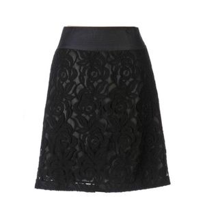 MOULINETTE SOEURS | "Midnight Theater" Black Floral Lace A-Line Skirt